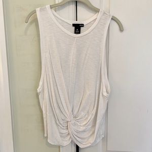 AQUA White Cotton Twist Knot Tank